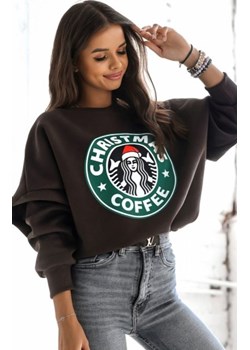 Świąteczna bluza damska oversize christmas coffe brązowa ze sklepu intimiti.pl w kategorii Bluzy damskie - zdjęcie 187905905