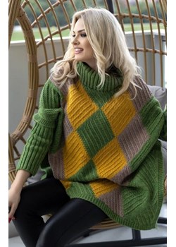 *Sweter poncho z rękawami zielony 30088 ze sklepu intimiti.pl w kategorii Swetry damskie - zdjęcie 187906117