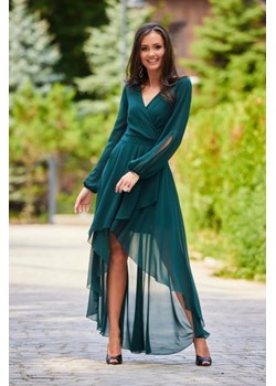 Asymetryczna maxi sukienka szyfonowa ciemny zielony ze sklepu intimiti.pl w kategorii Sukienki - zdjęcie 187906165