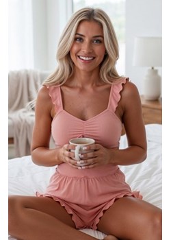 Dwuczęściowa piżama damska z falbankami Aurivie pink ze sklepu intimiti.pl w kategorii Piżamy damskie - zdjęcie 187906376