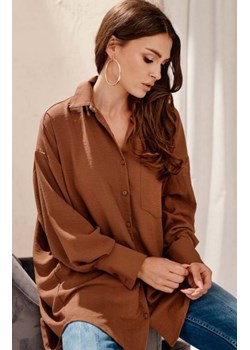 Oversizowa koszula damska brązowa 0125 ze sklepu intimiti.pl w kategorii Koszule damskie - zdjęcie 187906415