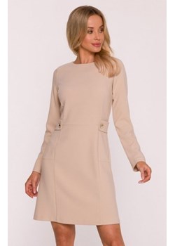 Stylove S419 sukienka z ozdobnymi guzikami w talii beżowa ze sklepu intimiti.pl w kategorii Sukienki - zdjęcie 187906526