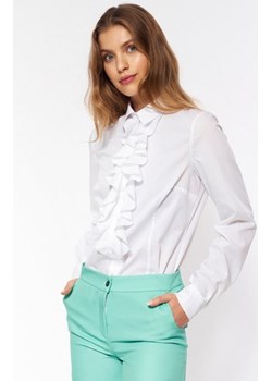 Nife biała koszula z żabotem ze sklepu intimiti.pl w kategorii Koszule damskie - zdjęcie 187906908