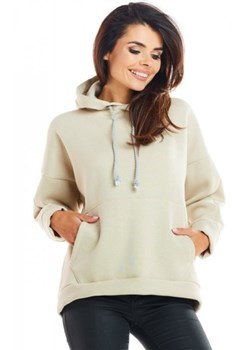 Bawełniana bluza z kapturem beżowa M223 ze sklepu intimiti.pl w kategorii Bluzy damskie - zdjęcie 187907005