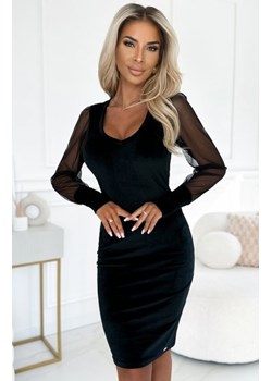 Numoco 343-2 elegancka welurowa sukienka z przezroczystym rękawkiem ze sklepu intimiti.pl w kategorii Sukienki - zdjęcie 187907147