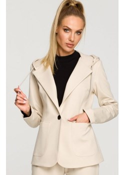 Moe sportowy żakiet damski z kapturem ecru M691 ze sklepu intimiti.pl w kategorii Marynarki damskie - zdjęcie 187907175