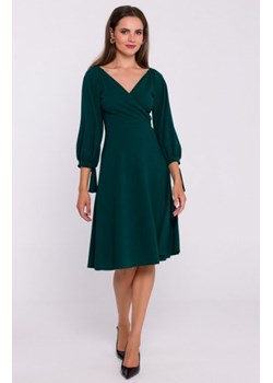 Stylove S383 sukienka rozkloszowana z wiązanymi rękawami zielona ze sklepu intimiti.pl w kategorii Sukienki - zdjęcie 187907316