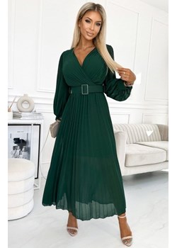 Numoco 414-1 KLARA plisowana sukienka z paskiem i dekoltem ze sklepu intimiti.pl w kategorii Sukienki - zdjęcie 187907476