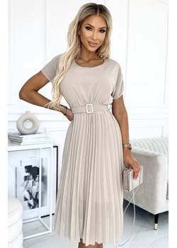 Numoco 465-2 MIA plisowana sukienka midi z szerokim paskiem ze sklepu intimiti.pl w kategorii Sukienki - zdjęcie 187907525