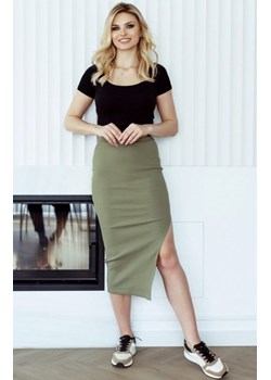 Dopasowana spódnica tuba prążek khaki 1715 ze sklepu intimiti.pl w kategorii Spódnice - zdjęcie 187907689