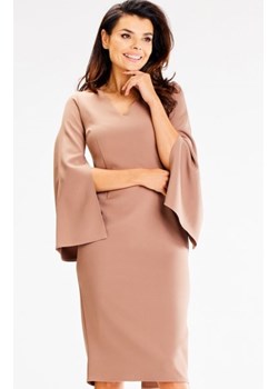 Awama A596 sukienka z szerokimi rękawami cappucino ze sklepu intimiti.pl w kategorii Sukienki - zdjęcie 187907765