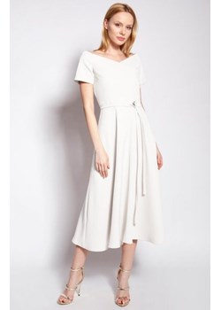 Sukienka trapezowa midi ecru SUK181 ze sklepu intimiti.pl w kategorii Sukienki - zdjęcie 187907866