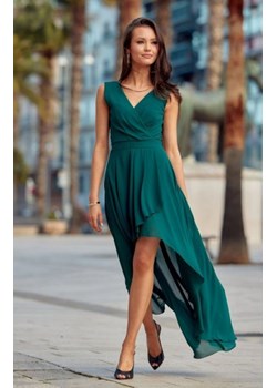 Szyfonowa sukienka z asymetrycznym przodem 0294 ciemno-zielona ze sklepu intimiti.pl w kategorii Sukienki - zdjęcie 187907896