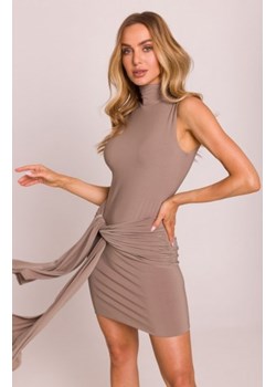 Moe sukienka mini z wiązanymi szarfami beżowa M841 ze sklepu intimiti.pl w kategorii Sukienki - zdjęcie 187907939