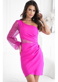 Bicotone mini sukienka cekinowa na jedno ramię róż ze sklepu intimiti.pl w kategorii Sukienki - zdjęcie 187907996
