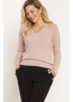 MKM SWE243 cienki sweterek w serek różowy ze sklepu intimiti.pl w kategorii Swetry damskie - zdjęcie 187908277