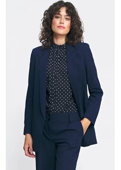 Nife Z51 klasyczny niezapinany żakiet damski granatowy ze sklepu intimiti.pl w kategorii Marynarki damskie - zdjęcie 187908426