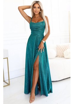 Numoco 589-3 długa sukienka z subtelnym połyskiem i gorsetowym wiązaniem na plecach ze sklepu intimiti.pl w kategorii Sukienki - zdjęcie 187908599