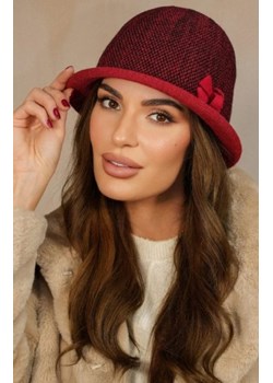 Kamea Dante kapelusz damski zimowy w pepitkę bordowy ze sklepu intimiti.pl w kategorii Kapelusze damskie - zdjęcie 187908605