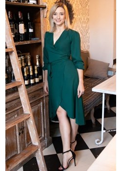 Asymetryczna, kopertowa sukienka zielona SUK160 ze sklepu intimiti.pl w kategorii Sukienki - zdjęcie 187908739