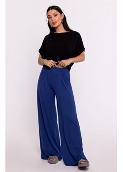Bewear B289 spodnie wiskozowe z zakładką niebieskie ze sklepu intimiti.pl w kategorii Spodnie damskie - zdjęcie 187908809