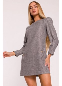 Moe sukienka tweedowa z kieszonkami grafitowa M870 ze sklepu intimiti.pl w kategorii Sukienki - zdjęcie 187908889