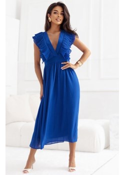 Numoco 367-3 YANA sukienka midi z plisowanymi falbankami i dekoltem ze sklepu intimiti.pl w kategorii Sukienki - zdjęcie 187908905