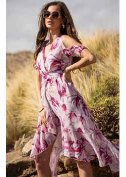 Awama A508 szyfonowa sukienka w kwiaty magnolia ze sklepu intimiti.pl w kategorii Sukienki - zdjęcie 187908939