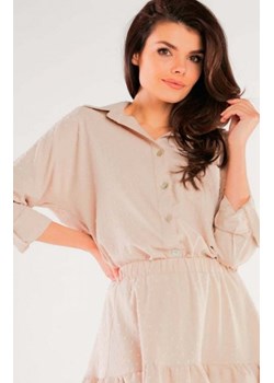 Awama oversizowa koszula damska beżowa A425 ze sklepu intimiti.pl w kategorii Koszule damskie - zdjęcie 187908997