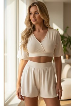 Dwuczęściowa piżama damska Belluvia beżowa ze sklepu intimiti.pl w kategorii Piżamy damskie - zdjęcie 187909006