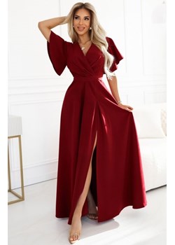 Numoco 581-2 JENNIFER długa suknia z rozcięciem na nogę, rękawkiem i dekoltem ze sklepu intimiti.pl w kategorii Sukienki - zdjęcie 187909108