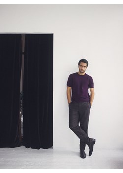 Reserved - Spodnie garniturowe z wełną - brązowy ze sklepu Reserved w kategorii Spodnie męskie - zdjęcie 187909546