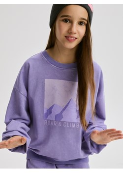 Reserved - Bawełniana bluza z nadrukiem - fioletowy ze sklepu Reserved w kategorii Bluzki dziewczęce - zdjęcie 187909557