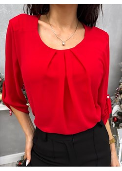 Czerwona Bluzka ze sklepu ModnaKiecka.pl w kategorii Bluzki damskie - zdjęcie 187910685