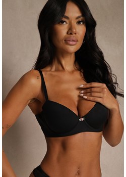 Czarny Gładki Biustonosz o Klasycznym Fasonie Amanei ze sklepu renee.pl w kategorii Biustonosze - zdjęcie 187912436