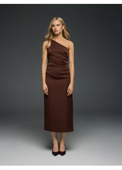 Reserved - Sukienka z ozdobnym marszczeniem - brązowy ze sklepu Reserved w kategorii Sukienki - zdjęcie 187912498