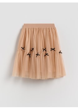 Reserved - Tiulowa spódnica z kokardkami - beżowy ze sklepu Reserved w kategorii Spódnice dziewczęce - zdjęcie 187912548
