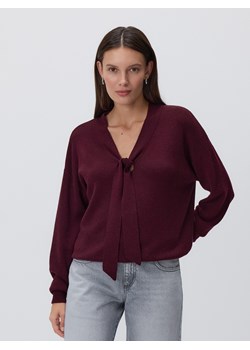 Reserved - Sweter z ozdobnym wiązaniem - bordowy ze sklepu Reserved w kategorii Swetry damskie - zdjęcie 187913288