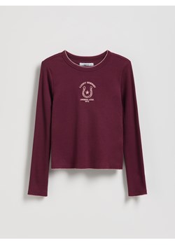 Reserved - Koszulka z haftem - mahoniowy ze sklepu Reserved w kategorii Bluzki dziewczęce - zdjęcie 187913487