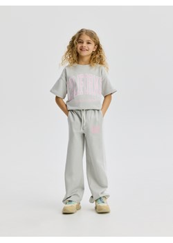Reserved - Szerokie spodnie z lampasami - jasnoszary ze sklepu Reserved w kategorii Spodnie dziewczęce - zdjęcie 187913729
