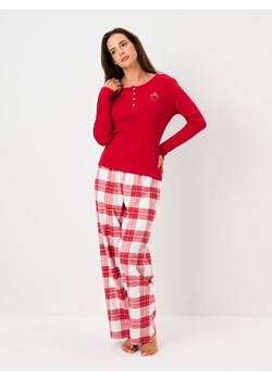 Sinsay - Świąteczna piżama dwuczęściowa w kratę z haftowanym wieńcem - czerwony ze sklepu Sinsay w kategorii Piżamy damskie - zdjęcie 187914035