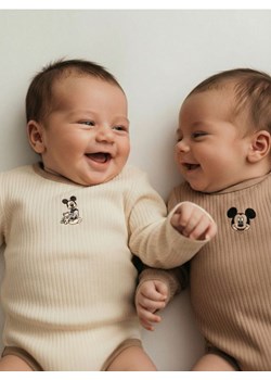 Sinsay - Bawełniane body 2 pack Mickey Mouse - beżowy ze sklepu Sinsay w kategorii Odzież dla niemowląt - zdjęcie 187914066
