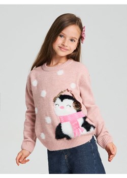 Sinsay - Świąteczny sweter z pingwinem zdobionym cekinami - różowy ze sklepu Sinsay w kategorii Swetry dziewczęce - zdjęcie 187914068
