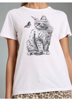 Sinsay - Bawełniana koszulka z nadrukiem - biały ze sklepu Sinsay w kategorii T-shirty męskie - zdjęcie 187915769