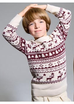 Sinsay - Świąteczny sweter w skandynawski wzór z reniferami - kremowy ze sklepu Sinsay w kategorii Swetry chłopięce - zdjęcie 187915819
