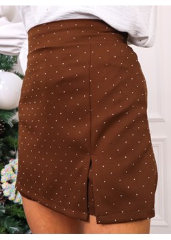 SPÓDNICO-SPODENKI ZDOBIONE CYRKONIAMI- CZEKOLADOWE ze sklepu olika.com.pl w kategorii Spódnice - zdjęcie 187916527
