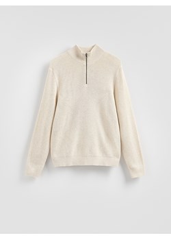 Reserved - Sweter z rozpinanym golfem - beżowy ze sklepu Reserved w kategorii Swetry męskie - zdjęcie 187917227