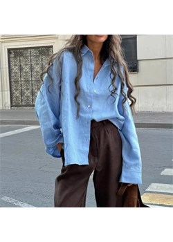 Damska lekka koszula oversize - Błękitny S ze sklepu Intimica.pl w kategorii Koszule damskie - zdjęcie 187917607