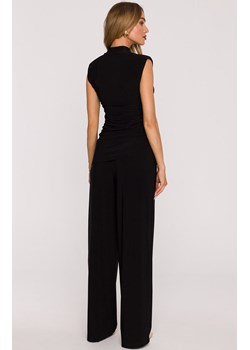 Czarny komplet damski z marszczoną bluzką i szerokimi spodniami M890, Kolor czarny, Rozmiar L, MOE ze sklepu Primodo w kategorii Komplety i garnitury damskie - zdjęcie 187917856