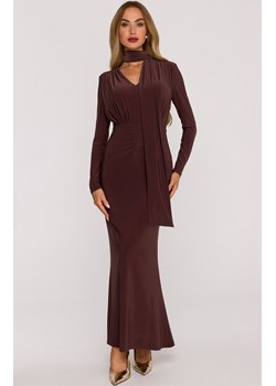Sukienka damska maxi z szarfą brązowa M891, Kolor brązowy, Rozmiar L, MOE ze sklepu Primodo w kategorii Sukienki - zdjęcie 187917875